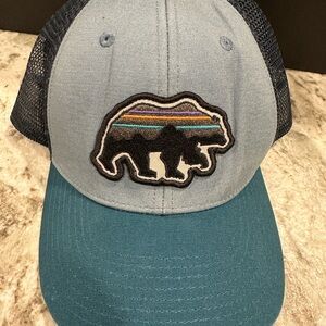 Patagonia Teal and Navy Bear Patch Hat trucker style cap
